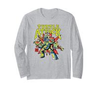 TMNT Comics Turtle Attack Character Burst Colorful Drawing Maglia a Manica