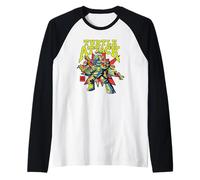 TMNT Comics Turtle Attack Character Burst Colorful Drawing Maglia con Maniche Raglan