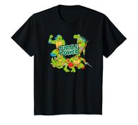 TMNT Kids Heroes in A Half Shell Turtle Power Team Posa Anni '80 Maglietta