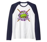 TMNT Teenage Mutant Ninja Turtles Donatello Classic Face Anni '80 Maglia con Maniche Raglan