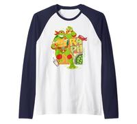 TMNT Teenage Mutant Ninja Turtles Raphael 80's Lover Pizza Maglia con Maniche Raglan