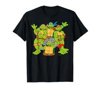 TMNT Turtle Power Best Friends 80s 90s Rettile Cartoon Amante Maglietta