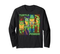 TMNT Turtle Power Panels Retro Cartoon Maglia a Manica