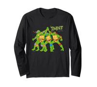 TMNT Turtle Power Team Pose Retro Comic 80s Heroes Opera d'Arte Maglia a Manica