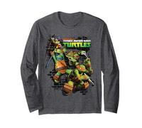 TMNT Turtles Group Shot Muro di Mattoni Maglia a Manica