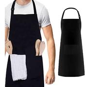 TMRBBesty Grembiule,Grembiule da Cucina,Grembiule da Cuoco Impermeabile,Con Cintura Regolabile Collo Uomo e Donna,Per Cucina,Ristorante,Caffetteria,Nero