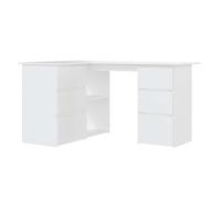 Tmriohed Scrivania angolare bianca 145 x 100 x 76 cm scrivania per computer | Ampio spazio per lo studio e l'ufficio in casa: l'armadio integrato con 4 cassetti e 4 scomparti crea ordine.