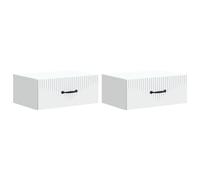Tmriohed Set di 2 comodini da parete, bianco, 49 x 34,5 x 20 cm, console | La console sospesa salvaspazio per camera da letto e camera degli ospiti offre un pratico spazio con cassetti per utensili.
