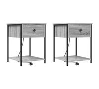 Tmriohed Set di 2 comodini grigio Sonoma, 42 x 41 x 56 cm, in legno | Tavolino versatile per camera da letto con cassetto e ripiano per riporre oggetti ordinati nella vita di tutti i giorni.