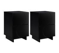 Tmriohed Set di 2 comodini, nero, 33,5 x 34,5 x 50 cm, in legno | Tavolino compatto per camera da letto con cassetti flessibili per una conservazione ordinata nella vita di tutti i giorni.