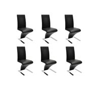 Tmriohed Set di 6 sedie da sala da pranzo, colore nero, moderne, a zig zag | Design moderno a zigzag con forma ergonomica per cucina e sala da pranzo. Il telaio in metallo cromato garantisce stabilità.