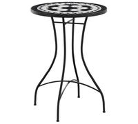 Tmriohed Tavolo da bistrot con mosaico nero e bianco, diametro 50 x 70 cm | Tavolino resistente alle intemperie con piano rotondo in ceramica per balcone, terrazza, giardino d'inverno e soggiorno.