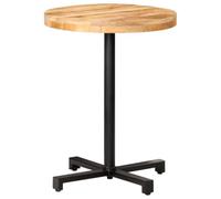 Tmriohed Tavolo da bistrot rotondo, diametro 60 x 75 cm, in legno di mango | Stabile base in ferro e vero legno duro per balcone, sala da pranzo e cucina, ogni esemplare ha una venatura individuale.