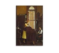 TMRL Stampa artistica su tela con immagine di Norman Rockwell, motivo: The Marriage License by Norman Rockwell, stampa artistica da parete con album musicali e film, pittura decorativa per soggiorno e