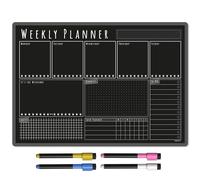 TMS Lavagna bianca settimanale A3, calendario magnetico per frigorifero e penne cancellabili a secco, pianificatore per pasti o famiglia per cucina (lavagna nera, A3-WEEKLY)