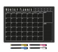 TMS Lavagna bianca settimanale A3, calendario magnetico per frigorifero e penne cancellabili a secco, pianificatore per pasti o famiglia per cucina (lavagna nera, A3-mensile)