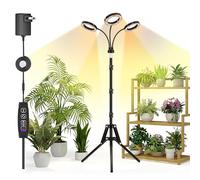 Tmsluody Luci per piante da interno, luce a LED a spettro completo con supporto a treppiede, lampade per coltivazione di piante con timer 3/9/12H, 3 modalità di colore, 6 luminosità, altezza