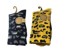 TMTGTS Calzini con motivo leopardato, 2 paia, per autunno e inverno, da donna, retrò, in morbido cotone traspirante, lunghi al polpaccio, con motivo leopardato, alla moda Hipster (1#+2#)