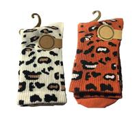 TMTGTS Calzini con motivo leopardato, 2 paia, per autunno e inverno, da donna, retrò, in morbido cotone traspirante, lunghi al polpaccio, con motivo leopardato, alla moda Hipster (4#+5#)