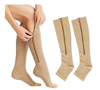 TMXK 3 Pacchi Calze a Compressione Elastiche Punta Aperta Cerniera Calzini Supporto per I Piedi per Vene Varicose Edema o Doloranti