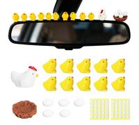 TMZELOA 17 Pezzi Decorazione Auto Interna Mini Pulcini, Set in Resina con Gallina Uova e Nido, Accessori Interni Auto per Cruscotto Specchietto Retrovisore Console Centrale, Idea Regalo