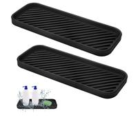 TMZELOA 2 Pezzi Porta Spugne, 23 x 9 cm Nero Organizer Cucina Porta Spugne Lavello Cucina Organizer Sottile Organizer per Lavelli in Silicone, Porta Spugna per Spugne Spazzole Sapone