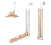 TMZELOA Appendiabiti da porta pieghevole, 2 pezzi, da appendere per 2 cm, gancio per porta da appendere, gancio per 6 grucce, gancio pieghevole in metallo e legno, senza fori