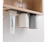 TMZELOA Bicchiere Portaspazzolino Magnetico, Bicchiere Collutorio 350 ml in Acciaio Inox 304, 15 x 15 x 8 cm, Bicchiere da Parete Senza Forare, Asciugatura Capovolta, per Bagno, Bianco