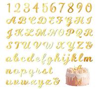TMZELOA Cake Topper Personalizzato - 64 Pezzi Lettere e Numeri in Acrilico Oro per Torta - Topper Matrimonio, Compleanno e Anniversari
