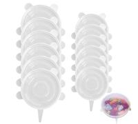 TMZELOA Coperchi in Silicone Estensibile 12 Pezzi, Coperchi Silicone 6,5 cm e 9,5 cm per Vasetti di Yogurt e Barattoli, Coperchio Silicone Riutilizzabile per Ciotole e Bicchieri
