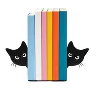 TMZELOA Fermalibri Hidden Cat Colore Nero Supporto da Scaffale, Coppie Ferma Libri per Libreria, Supporto per Libri Simpatico in Metallo Fermalibr in Metallo Porta Libri Reggilibri per Scuola Casa