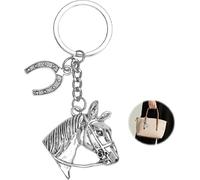 TMZELOA Portachiavi con ferro di cavallo portafortuna e ciondolo cavallo, Accessorio elegante per donna, idea regalo amica o cavallerizza, perfetto per borsa e chiavi del quotidiano