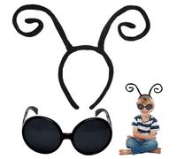 TMZELOA Set di cerchietti e occhiali da sole a farfalla, divertente fascia per antenna, fascia per capelli a farfalla, per occhi di insetti, accessorio per Halloween Festival