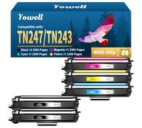 TN-243CMYK MFC L3750CDW TN247 Compatibile per Brother MFC L3750CDW per Brother DCP-L3550CDW Toner per MFC-L3750CDW MFC-L3770CDW MFC-L3710CW DCP-L3550CDW DCP-L3510CDW HL-L3210CW, TN247 5Pack