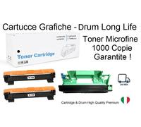 CARTUCCIA COMPATIBILE BROTHER MFC-1815 MFC1919 X 2 TONER TN1050+1 TAMBURO DR1050