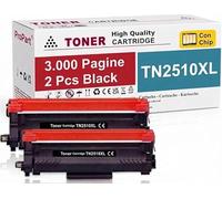 TN2510XL Toner Nero Cartuccia Alta Qualita' Con Chip <2 Pezzi> Compatibile Con Stampante Brother MFC-L2800,L2835,L2860,DCP-L2660,HL-L2445 / Capacità 3000 Pagine