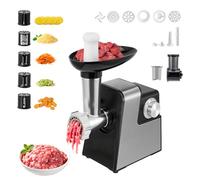 Tnamdan Tritacarne elettrico, insaccatrice per salsicce, inossidabile 2800 W max e tritatutto per verdure, 3 piastre di macinatura, taglierina per verdure con 5 lame affettatrici e kit Kubbe