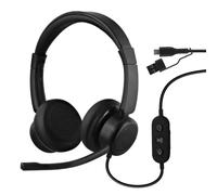 T'nB ACTIV200S - Microfono per cuffie PC, comfort professionale | USB-A e USB-C, Micro Regolabile, Comandi Intuitivi, Archetto Regolabile, Plug & Play, Nero