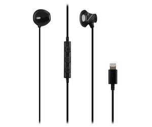 T'NB Auricolari cablati, connettore Lightning, Semi Intra Ear, Audio Stereo, Microfono Integrato, Cuffie Compatibile per Apple iPhone/iPad, Certificati MFI-Nero