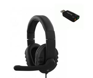 TnB HS-300 con adattatore USB Cuffie con connessione Doppio Jack e USB con cuscinetti auricolari comodi per un utilizzo prolungato