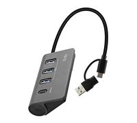 T'nB - Hub 4 in 1, USB-A e USB-C 3.0 in alluminio a 3X USB-A + 1xUSB-C - Grigio scuro
