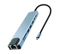 T'nB Hub USB-C 8 in 1, con HDMI 4K, USB-A e USB-C 3.0, Power Delivery 100W, lettore SD/MicroSD, Plug & Play, compatibile con PC e MacBook - Grigio siderale
