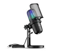T'nB - Microfono USB a condensatore per PC e Playstation PS4/PS5, microfono da gioco RGB, Streaming e Podcast, ideale per Youtube, Twitch, Discord e videogiochi - Nero