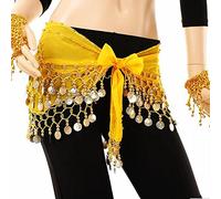 TNBCCXN Cintura di Danza Cintura e Gonna for Sciarpa da Danza del Ventre, Accessori for la Danza Indiana(One Size Yellow)