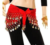 TNBCCXN Cintura di Danza Cintura e Gonna for Sciarpa da Danza del Ventre, Accessori for la Danza Indiana(One Size Red)