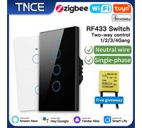TNCE Tuya US Switch wifi zigbee, 1/2/3/4 gang, pulsante a parete con controllo della luce LED senza neutro/filo, voce intelligente con Alexa Google Home