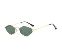 TNDVIC Occhiali da sole con protezione UV400 | Montatura in metallo piccola, stile punk | Per donna e uomo, sport all'aria aperta e guida (oro verde)