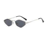 TNDVIC Occhiali da sole con protezione UV400 | Montatura in metallo piccola, stile punk | Per donna e uomo, sport all'aria aperta e guida (grigio argento)