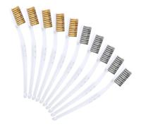 TNEDFOD 10Pcs Mini Spazzola Metallica, Spazzole Metalliche, Con Manico Bianca, Wire Brush, Set di Spazzole Metalliche, per Pulire lo Sporco, la Ruggine delle Scorie di Saldatura