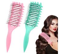 TNEDFOD 2 pezzi Spazzola Capelli Ricci, Spazzola per Styling Define, Per Capelli Bagnati Lisci o Ricci 2025 Define Styling, per Donne e Uomini Contro Verde Rosa